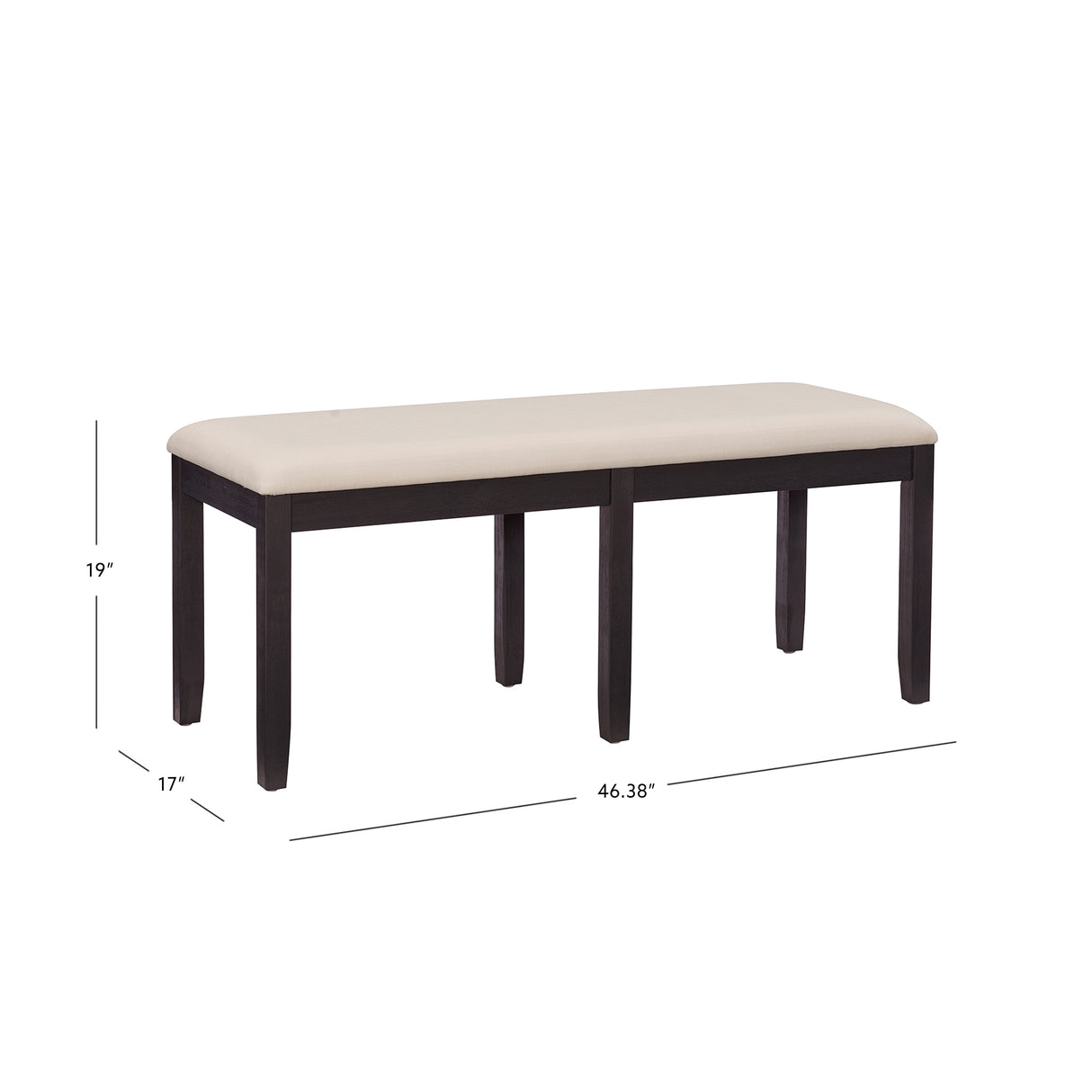 Jordan Dark Charcoal Backless Dining Bench