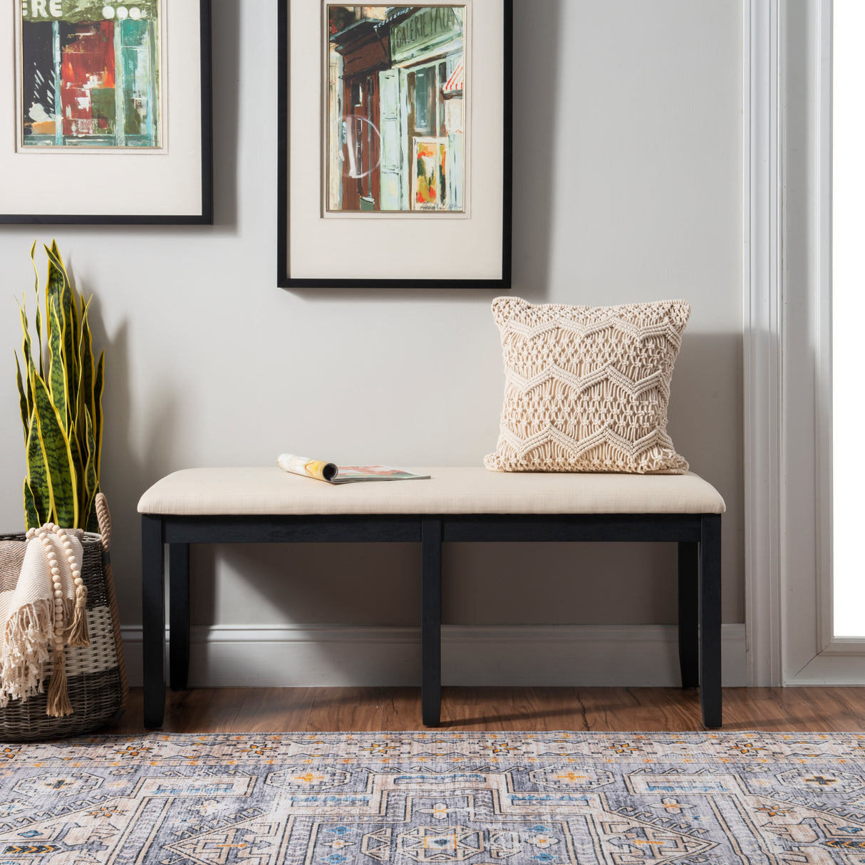 Jordan Dark Charcoal Backless Dining Bench