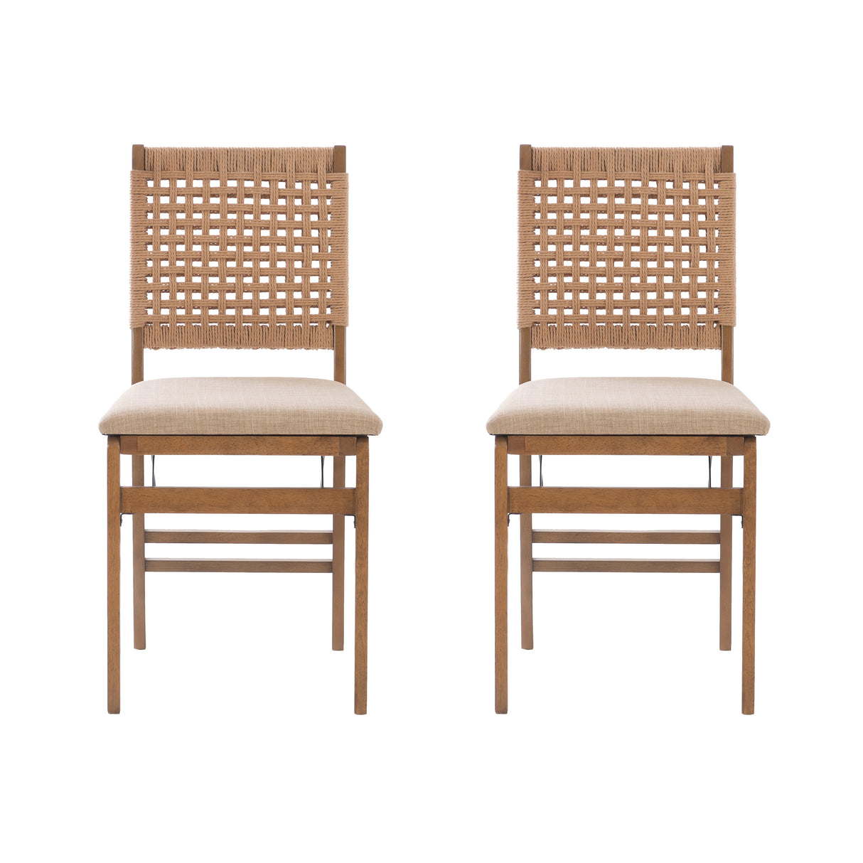 Natural Woven Back Folding Chair