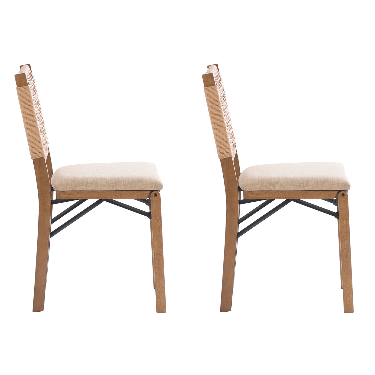 Natural Woven Back Folding Chair