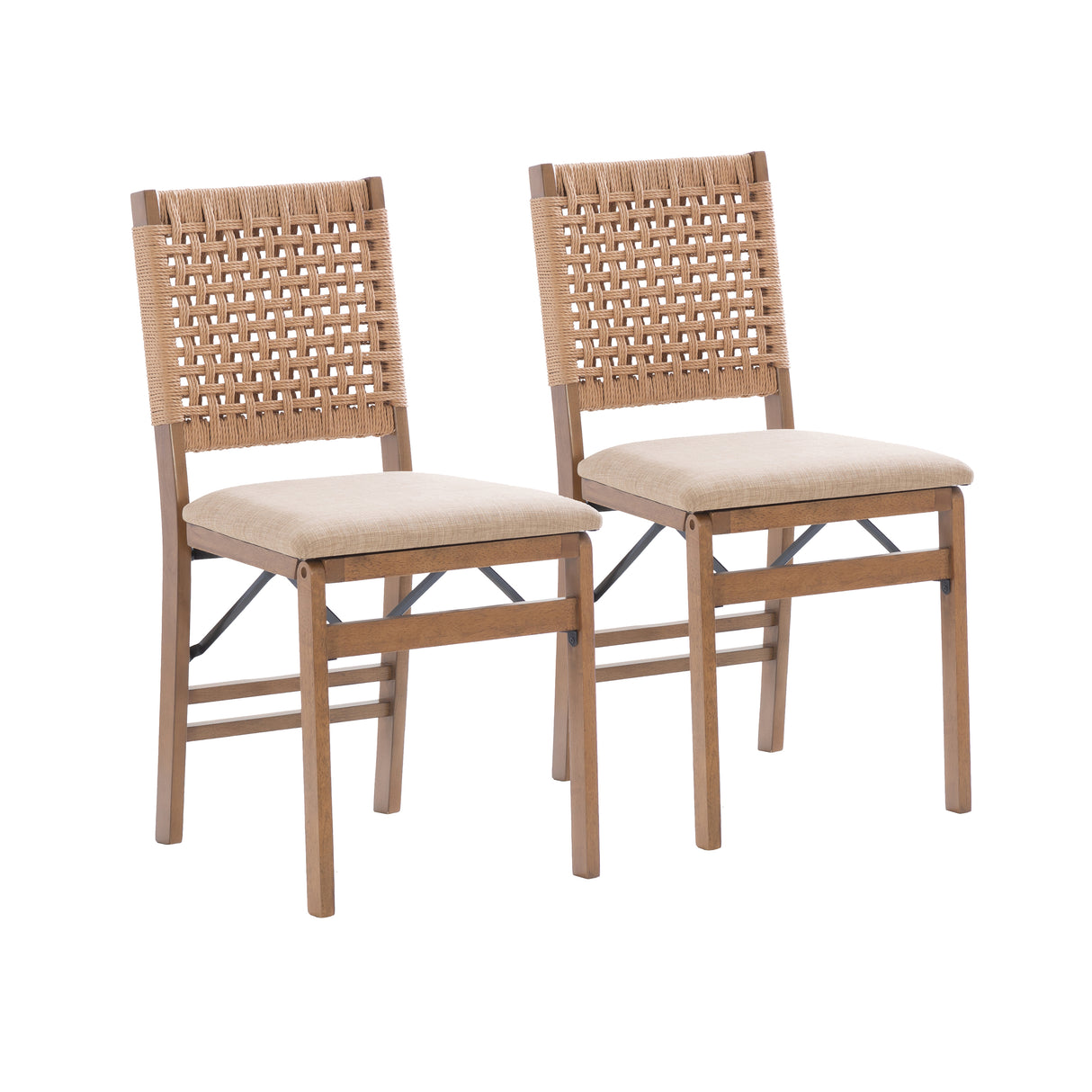Natural Woven Back Folding Chair