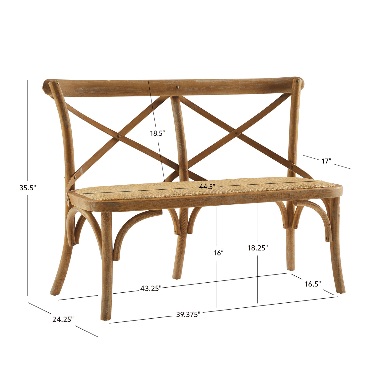 Hyde Brown Bentwood Xback Bench