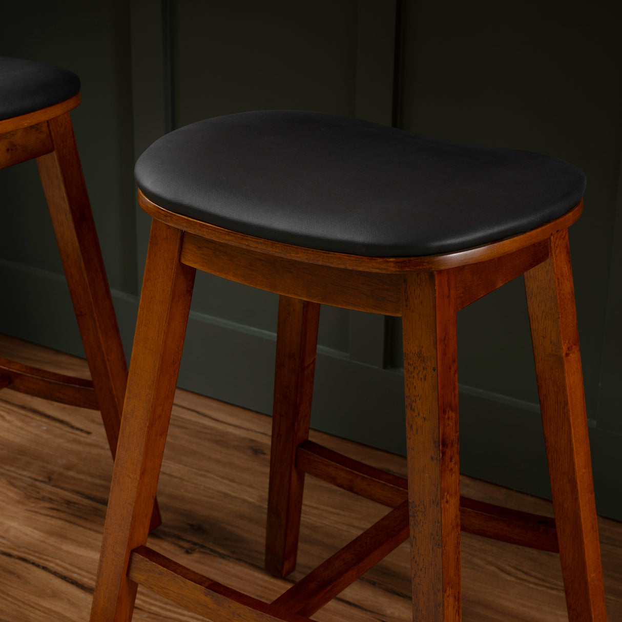 Cappy Backless Counter Stools with Faux Leather Cushion (Set of 2)