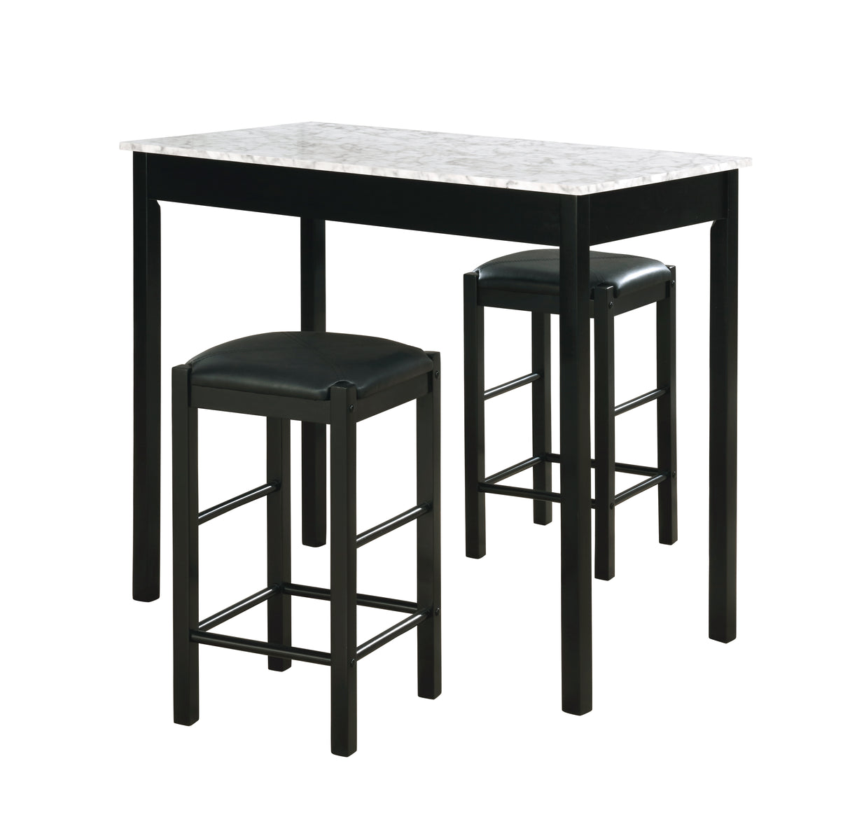 Lance Tavern Set Black With Faux Marble Top