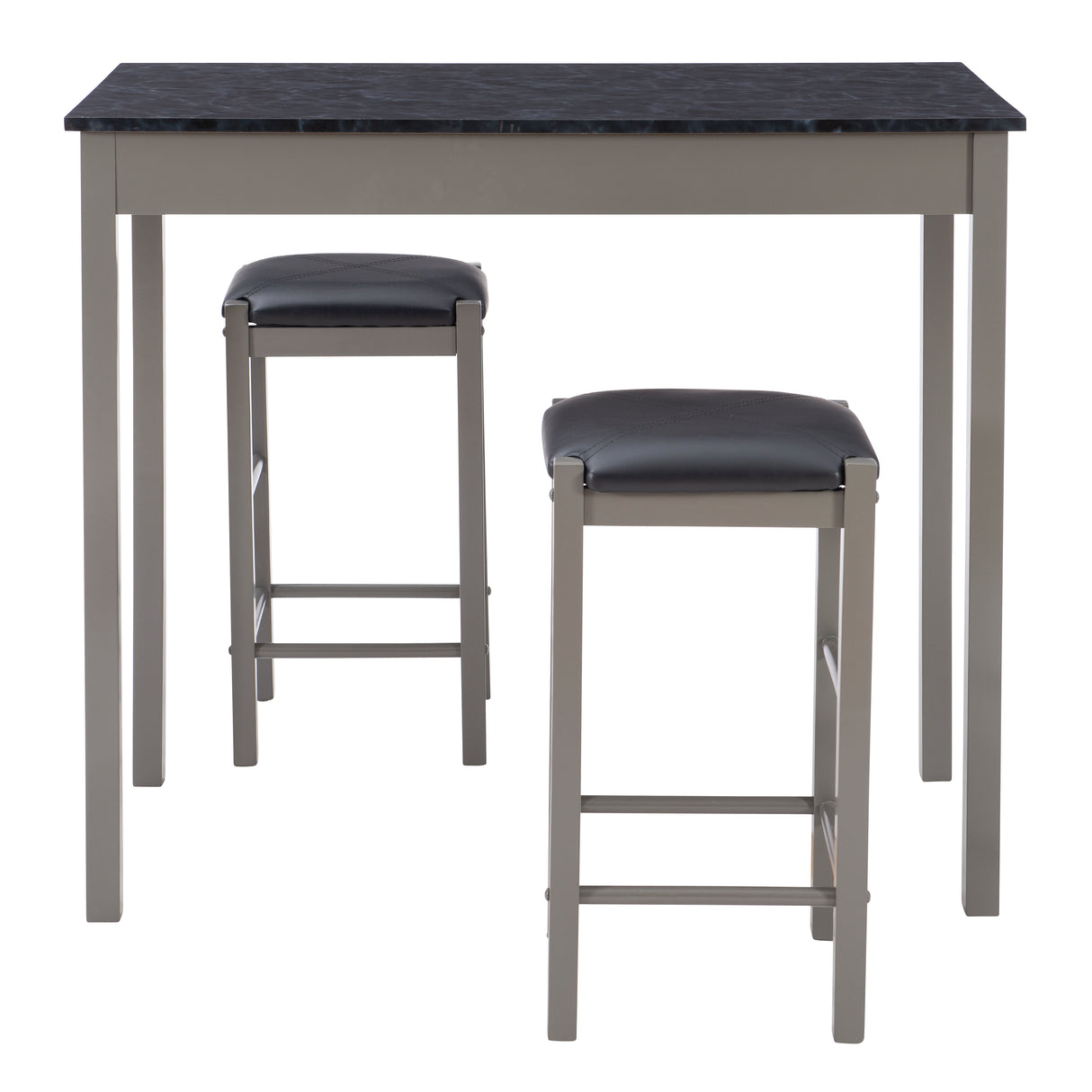 Lance Tavern Set Black With Faux Marble Top