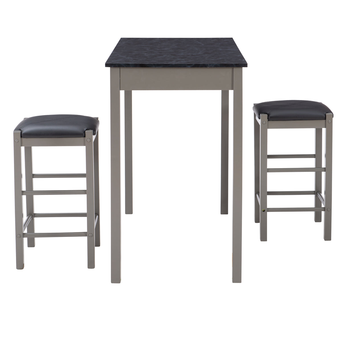 Lance Tavern Set Black With Faux Marble Top