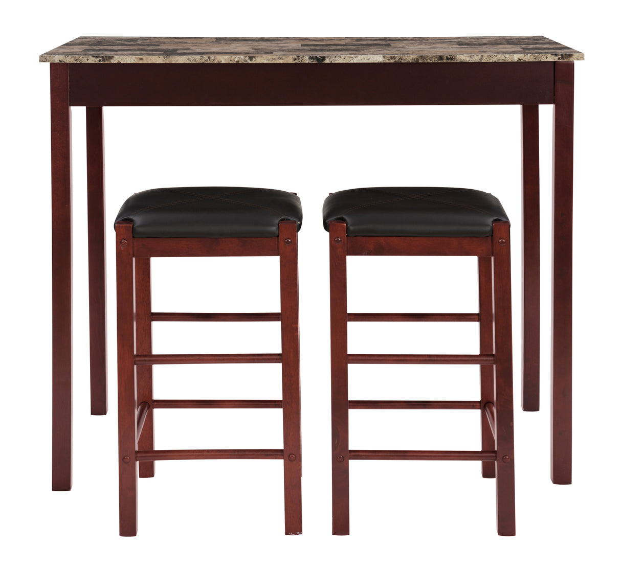 Lance Tavern Set Black With Faux Marble Top