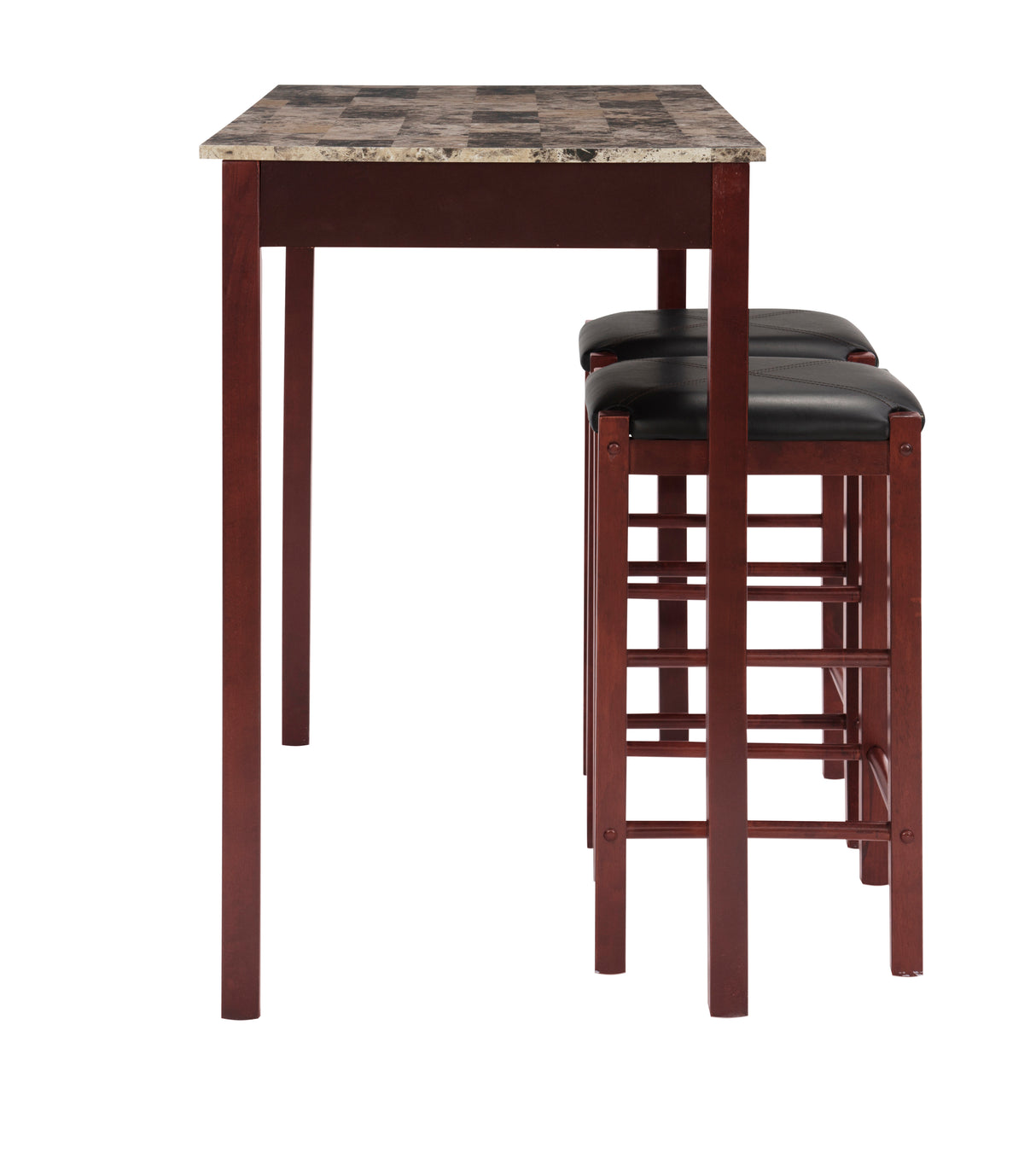 Lance Tavern Set Black With Faux Marble Top