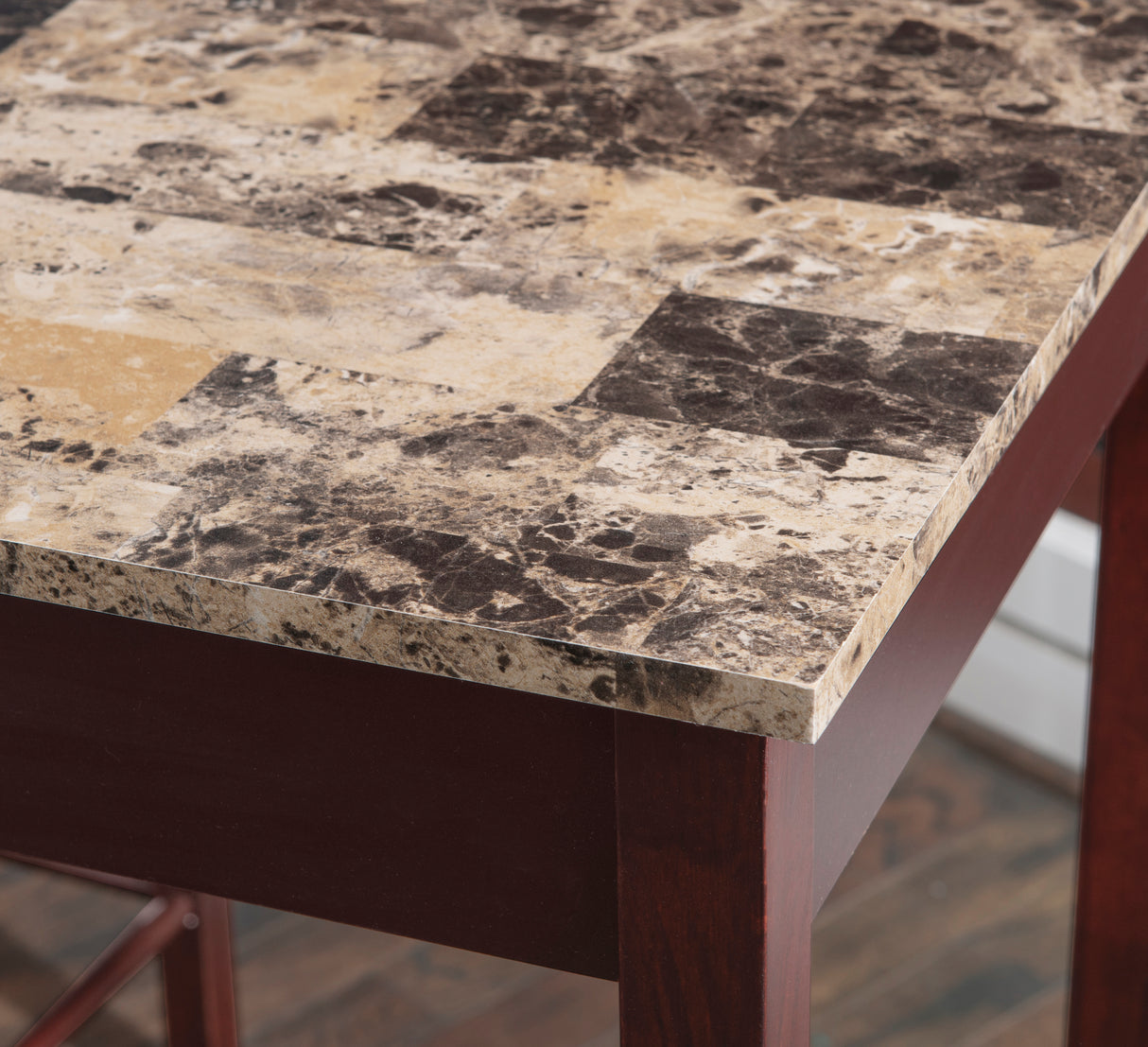 Lance Tavern Set Black With Faux Marble Top