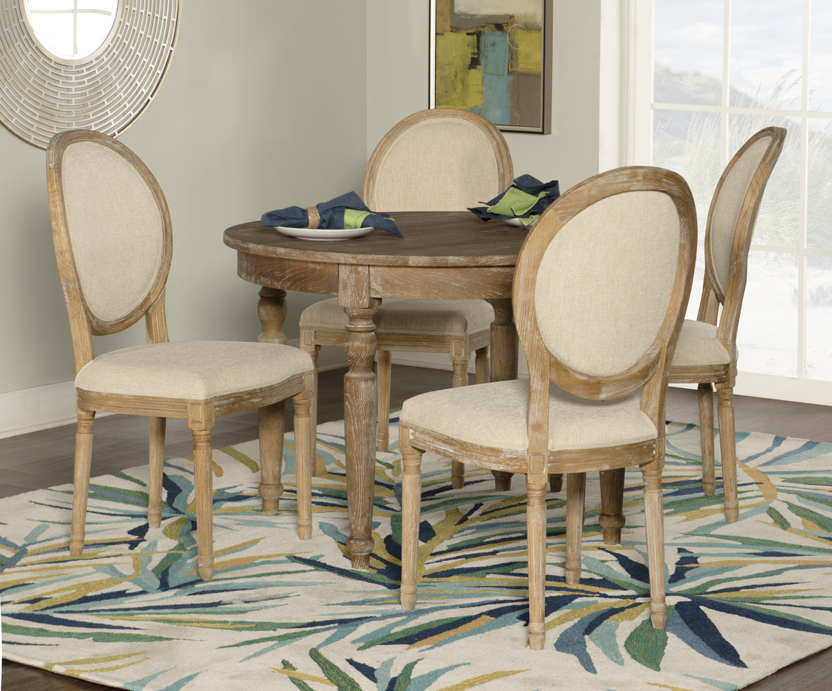 Shiraz 5PC Set Round Table 4 Oval Chairs