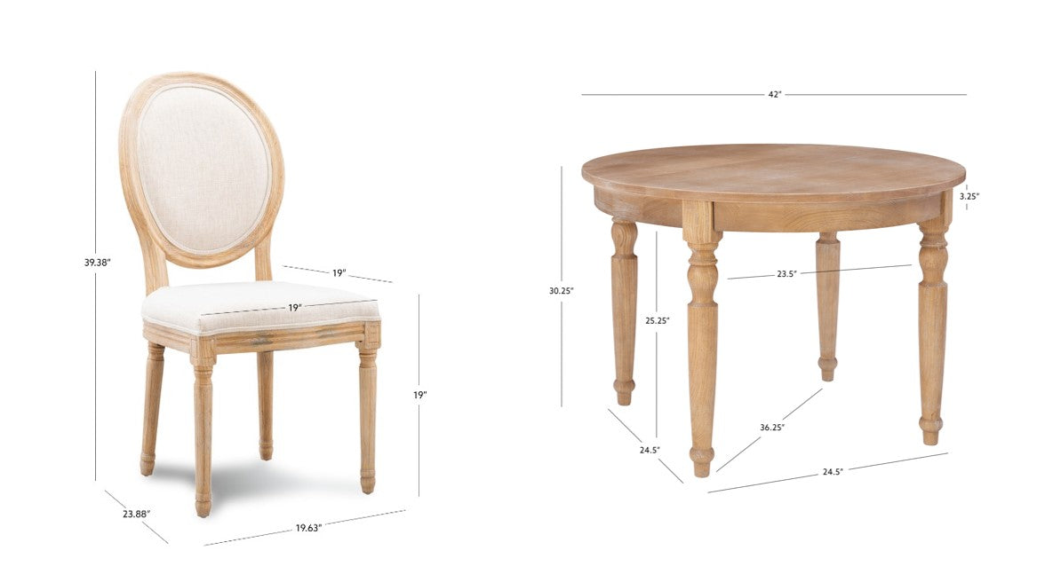 Shiraz 5PC Set Round Table 4 Oval Chairs