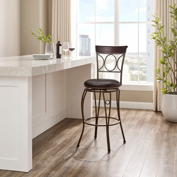 Circles Brown Back Metal Stool