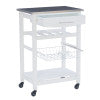 Zoey White Kitchen Cart Stainless Steel Top
