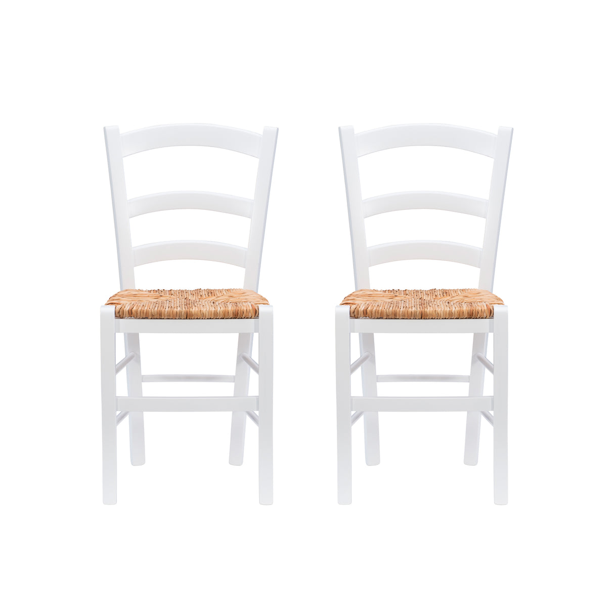 Venezia White Rush Seat Dining Chair (Set of 2)