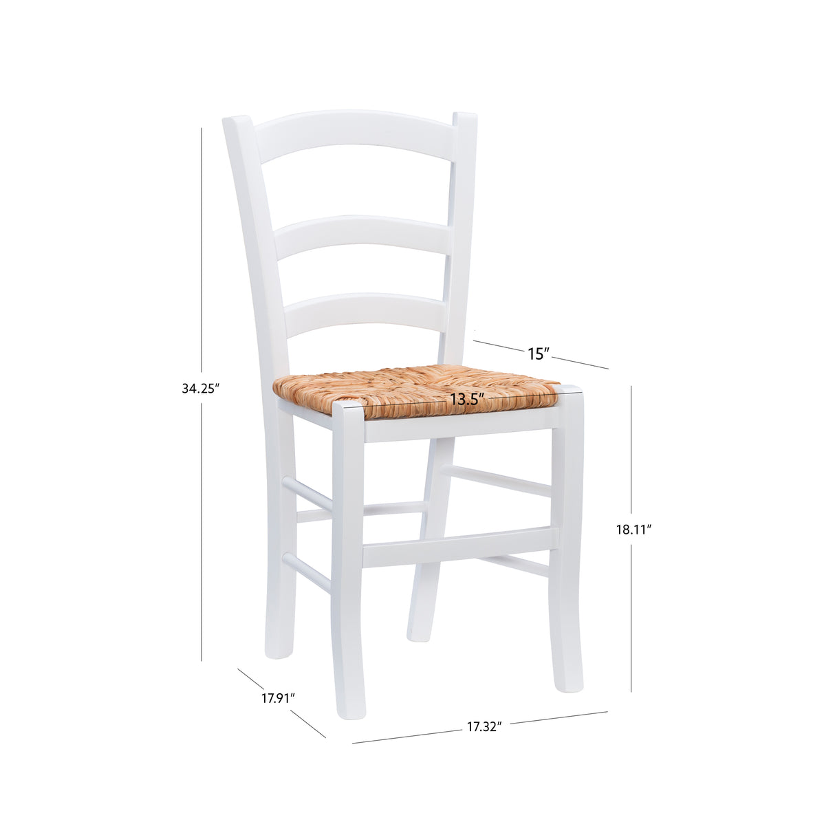 Venezia White Rush Seat Dining Chair (Set of 2)