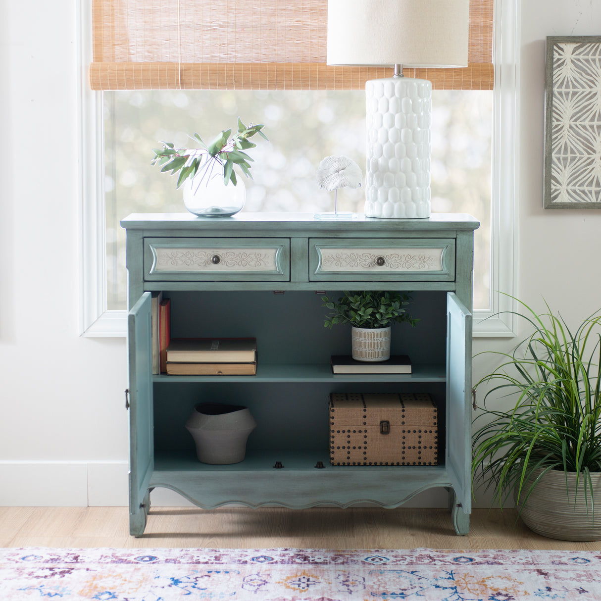 Clancy Antique Blue And White Console