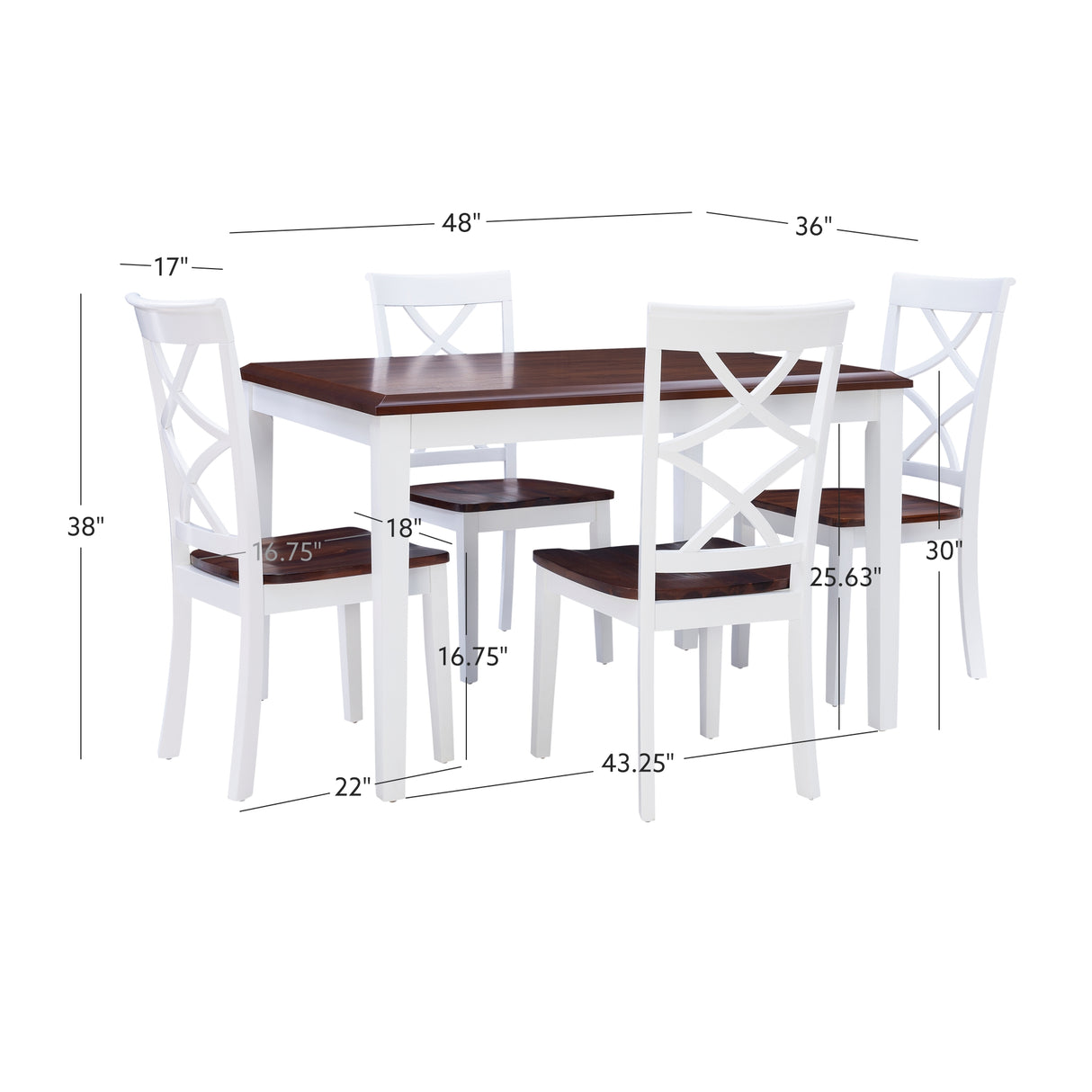 Harrison Cherry And White 5Pc Dining Set