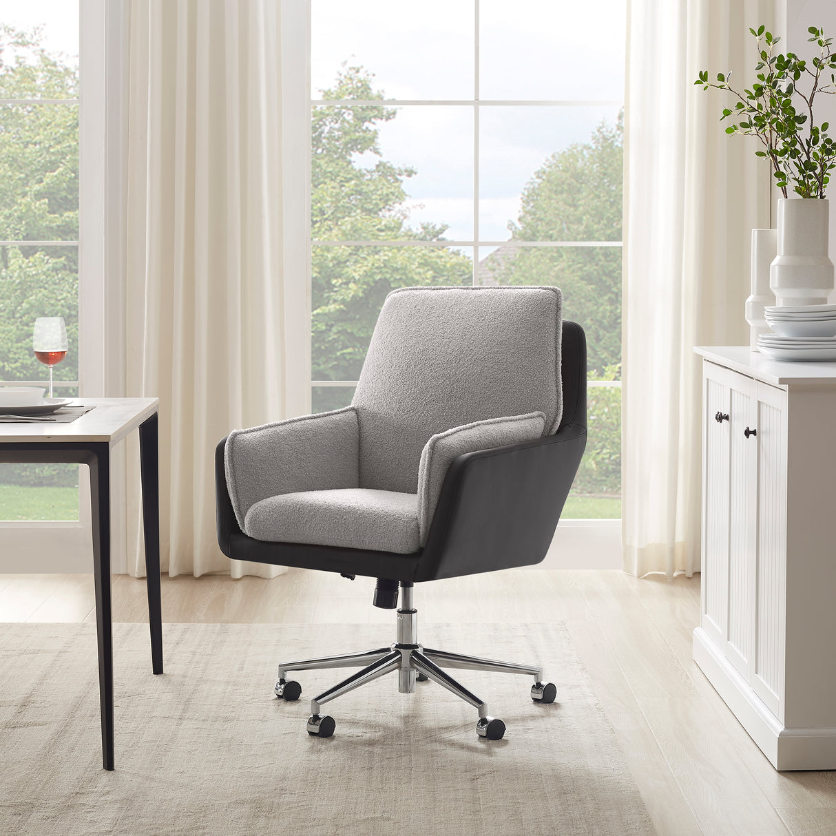 Maddie Black Gray Swivel Office Chair
