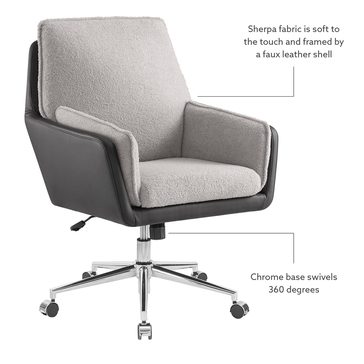 Maddie Black Gray Swivel Office Chair