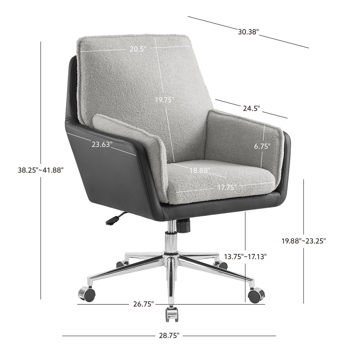 Maddie Black Gray Swivel Office Chair