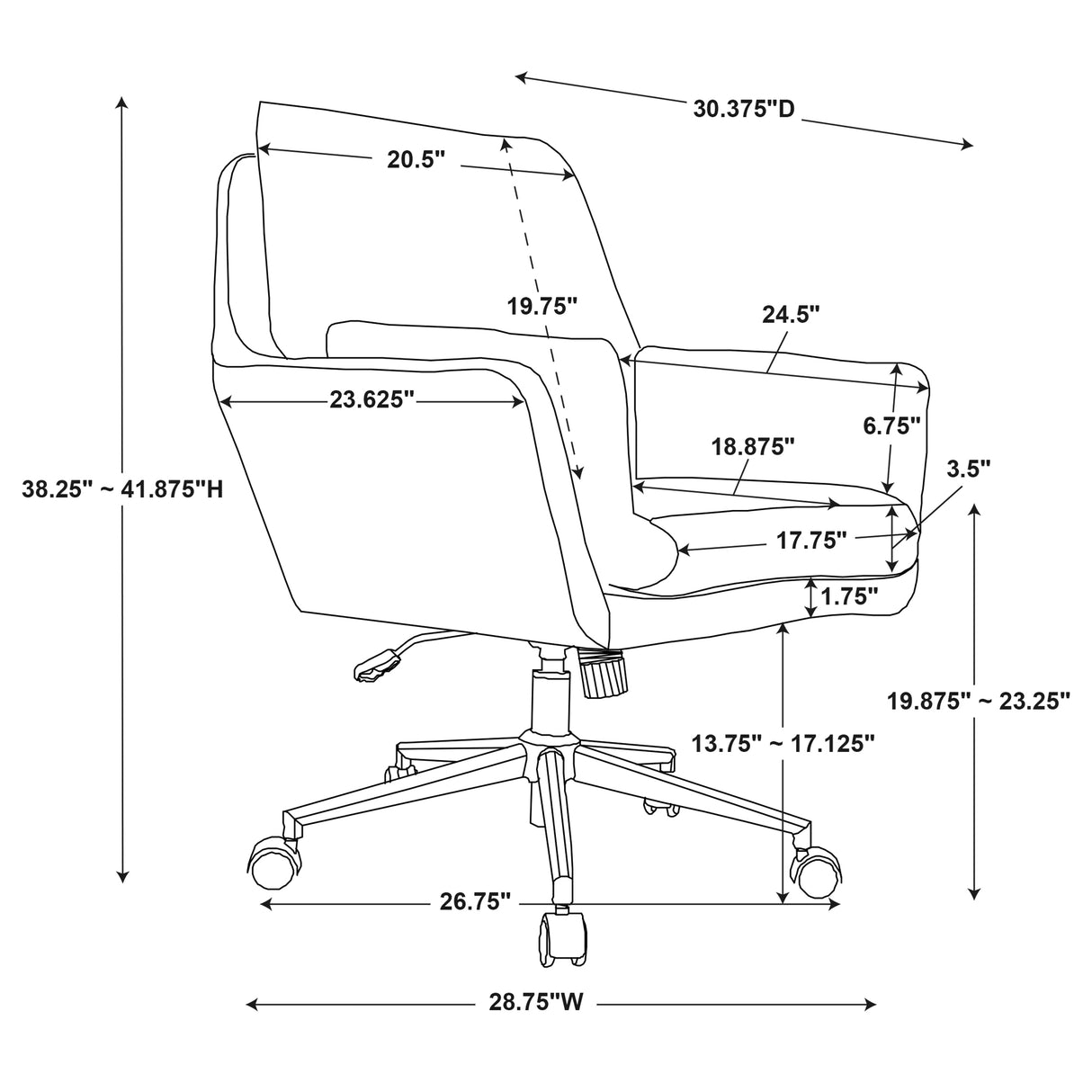 Maddie Black Gray Swivel Office Chair