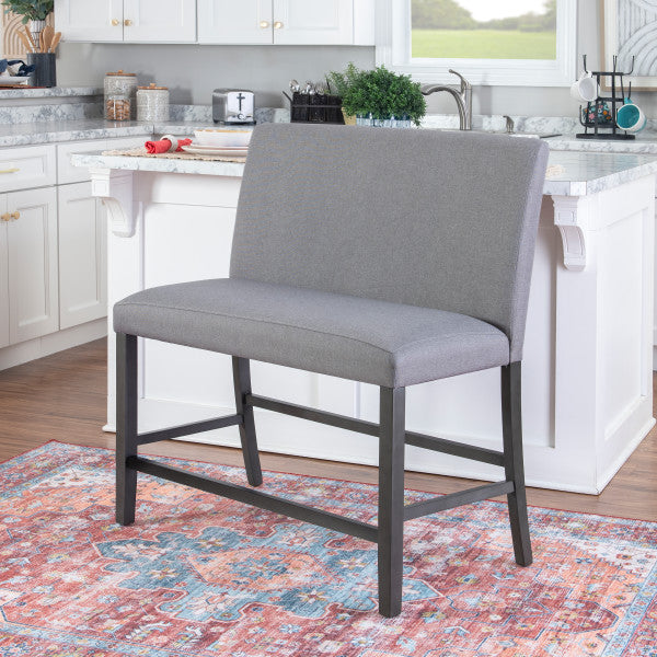 Seneca Gray Upholstered Counter Bench With Back