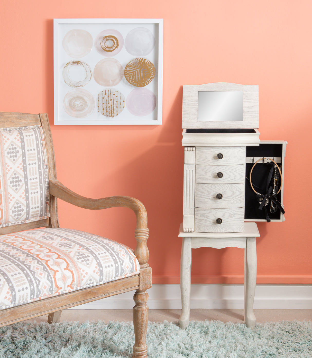 Kellie Off White Jewelry Armoire