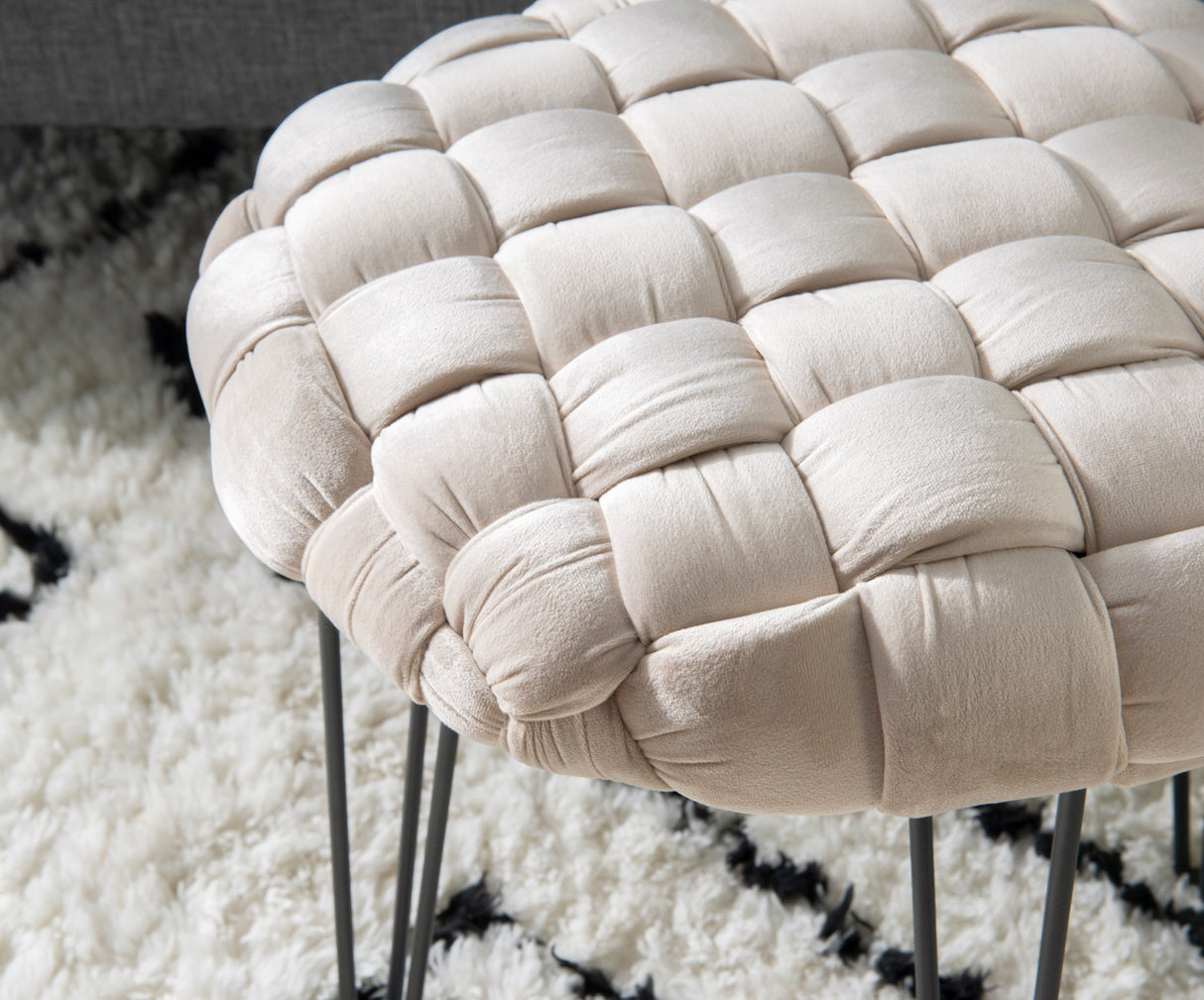 Scarlet Round Ottoman Stool