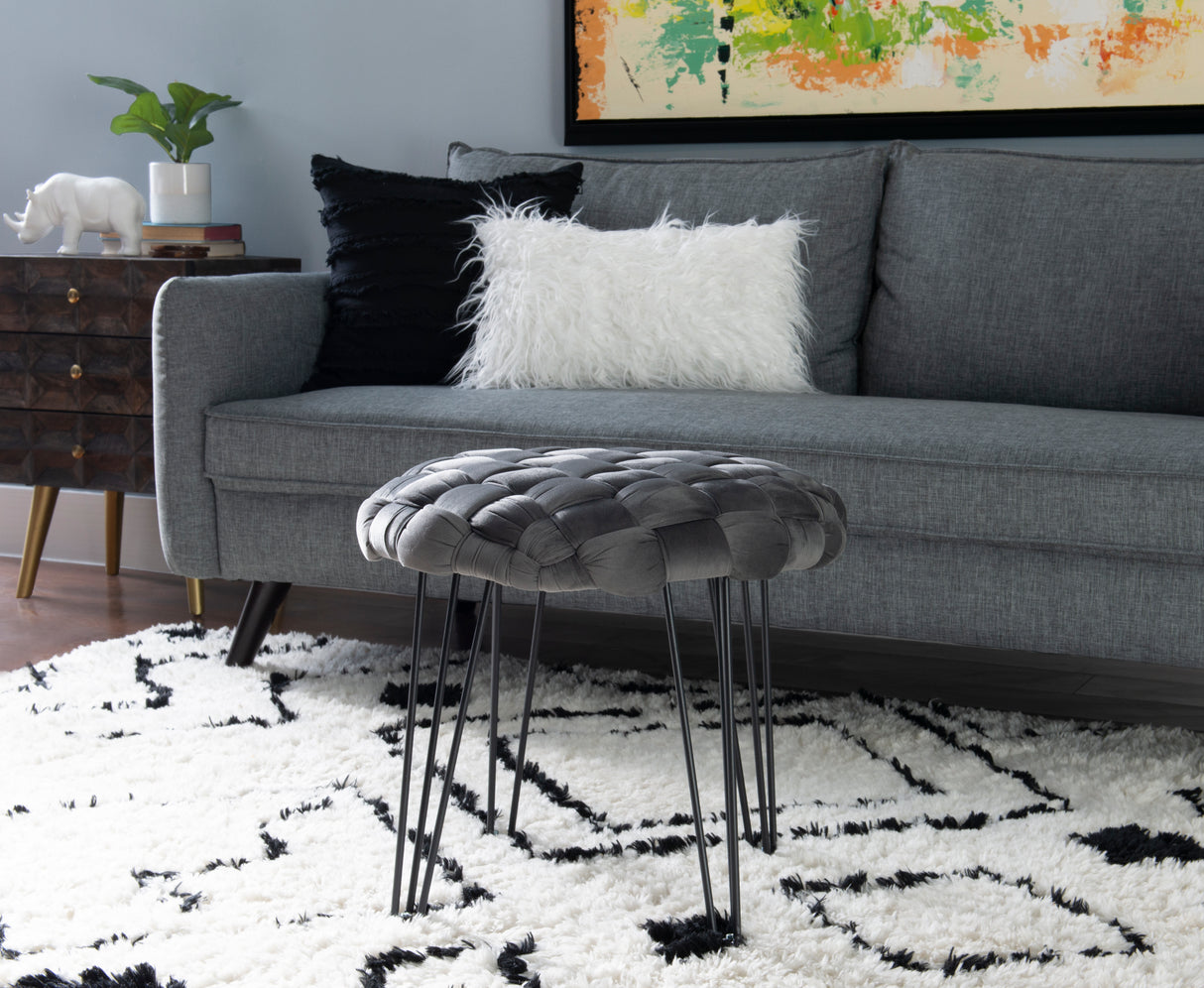 Scarlet Round Ottoman Stool