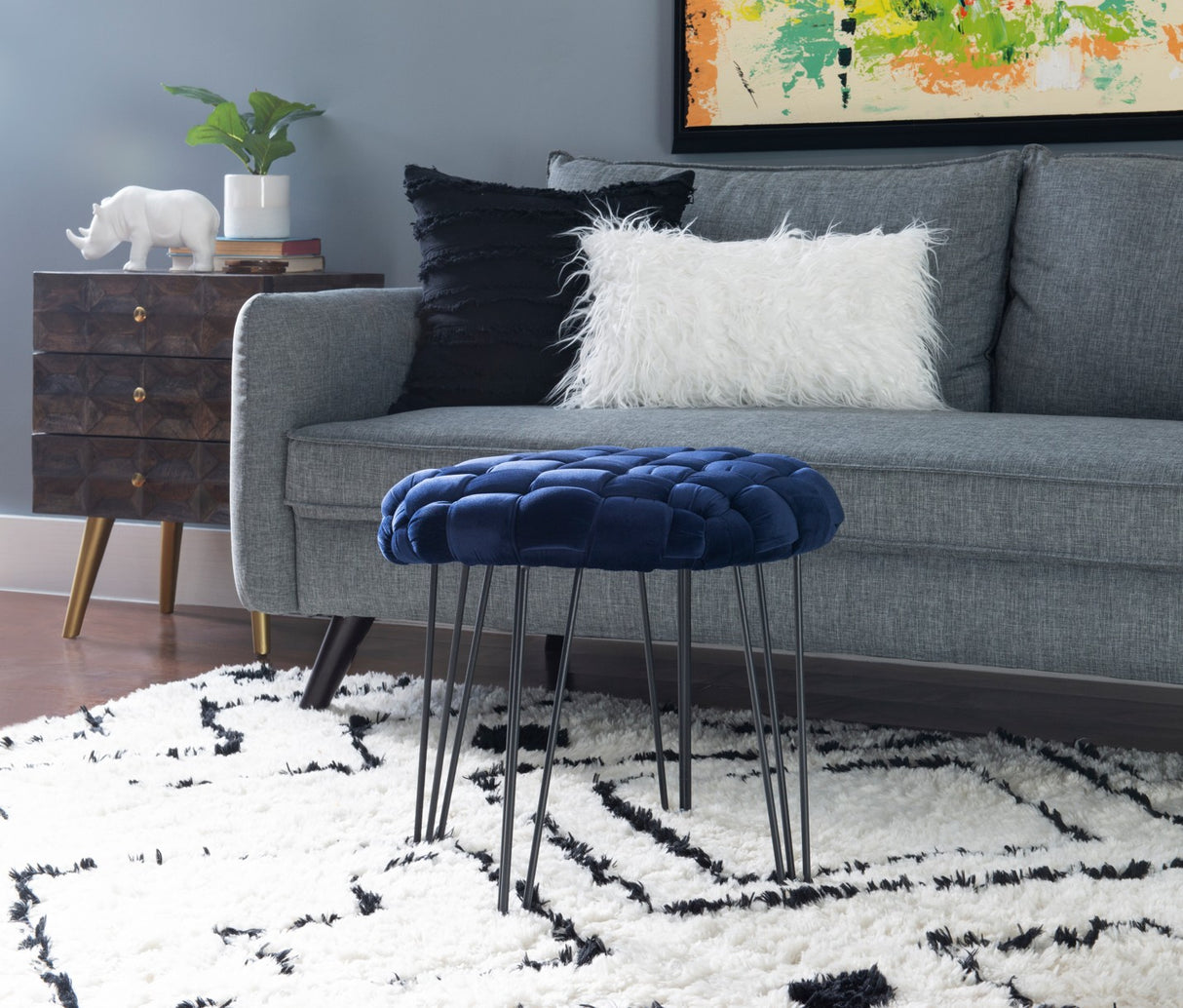 Scarlet Round Ottoman Stool