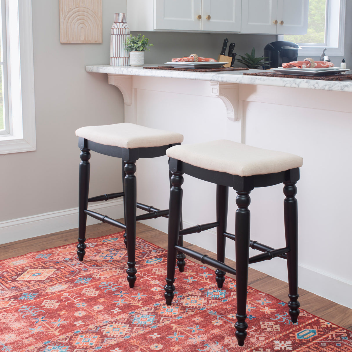 Marino Antique Backless Bar or Counter Stool