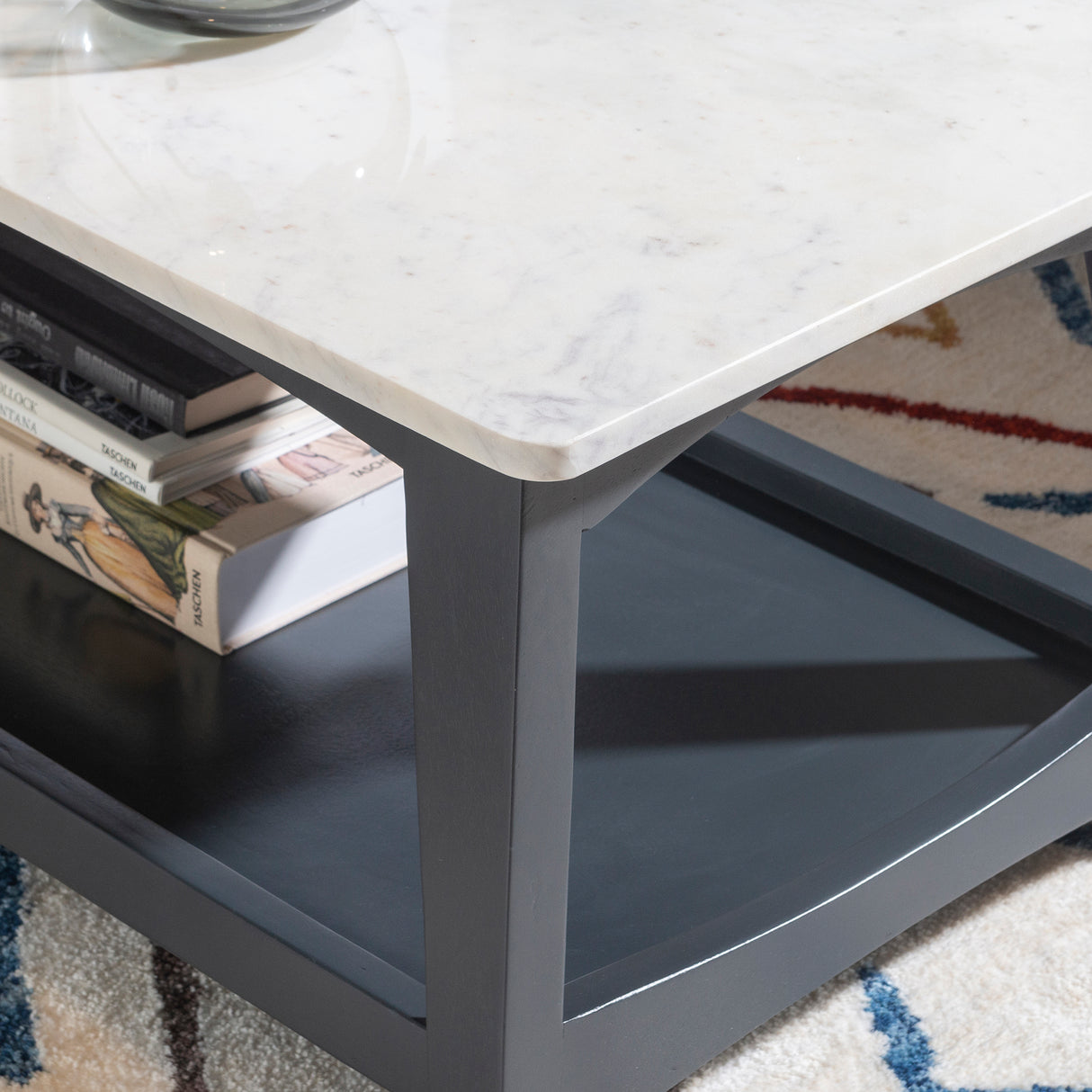 Quincey Dark Grey Marble And Wood Coffee Table
