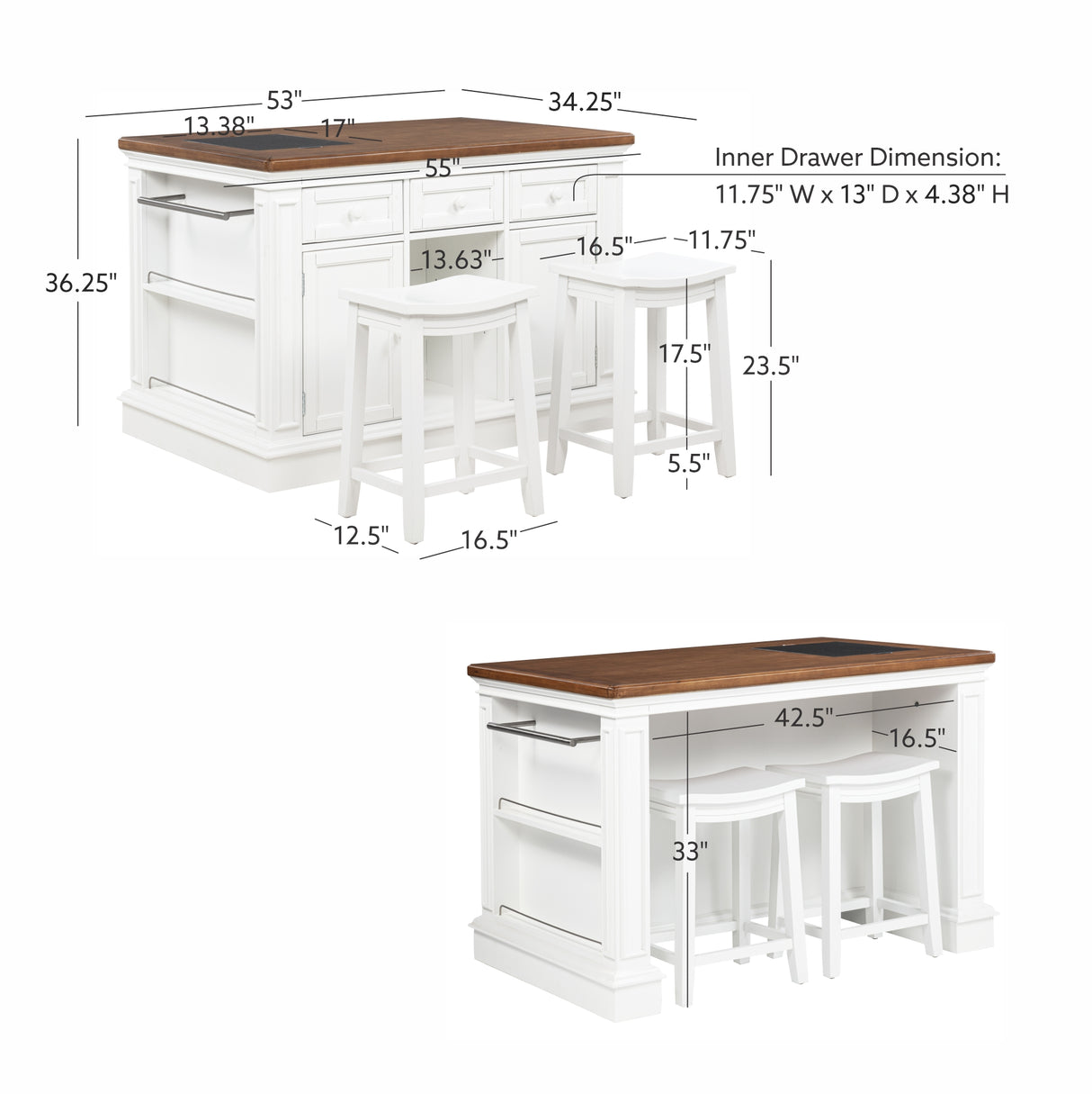 Penda Kitchen Island w/Stools