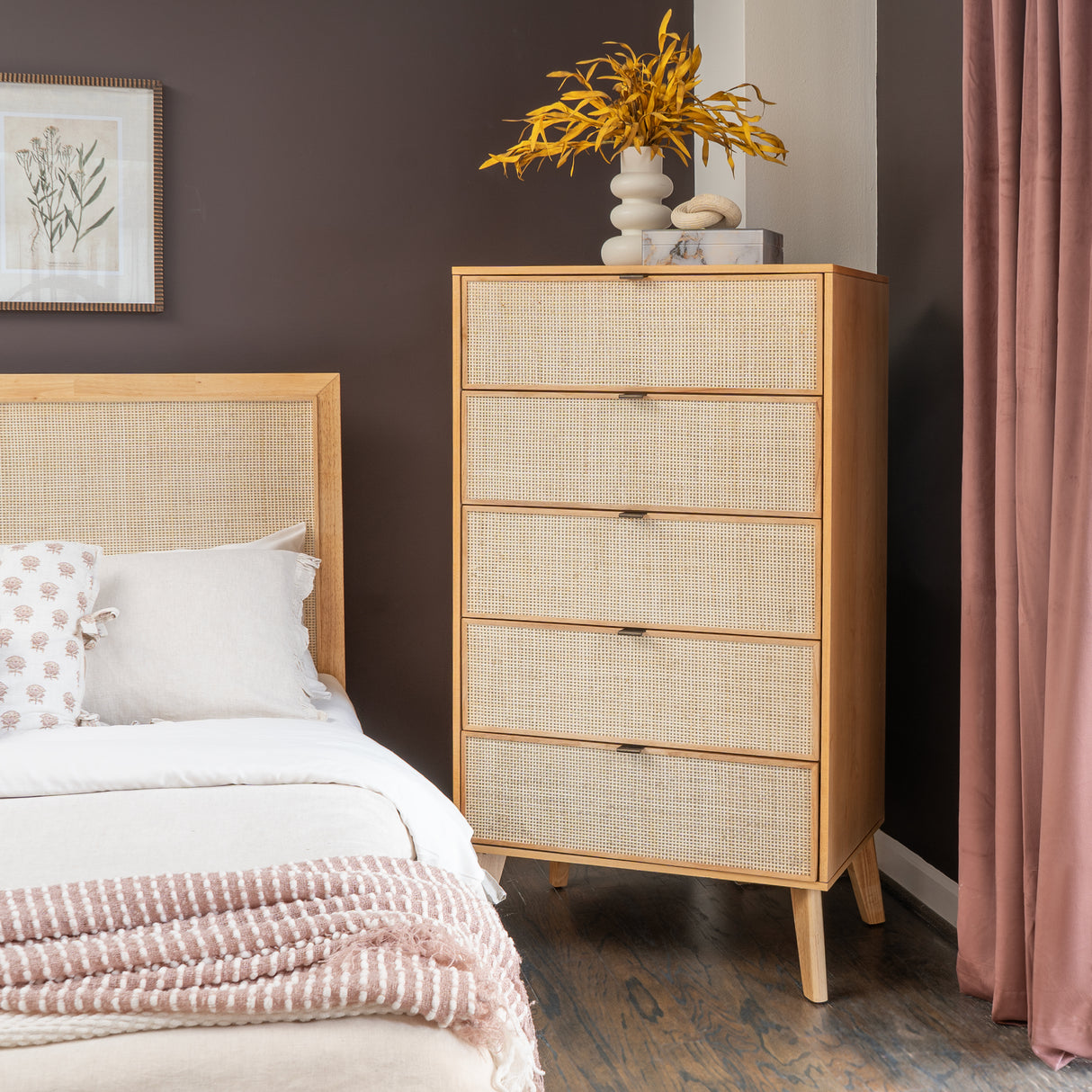 Claudette Cane 5-Drawer Chest