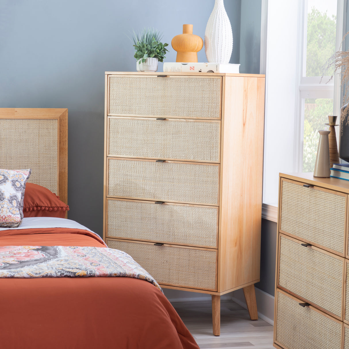 Claudette Cane 5-Drawer Chest