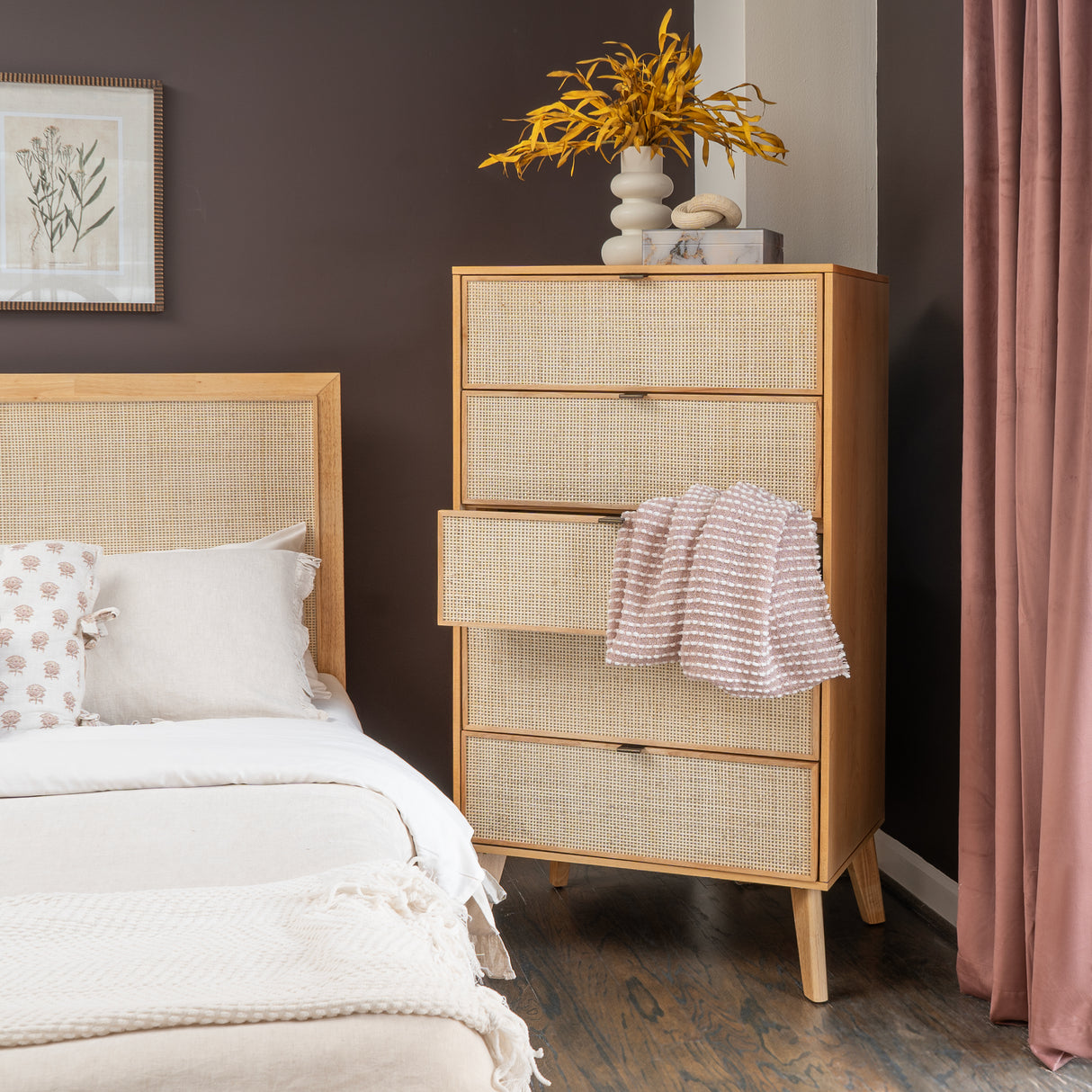 Claudette Cane 5-Drawer Chest