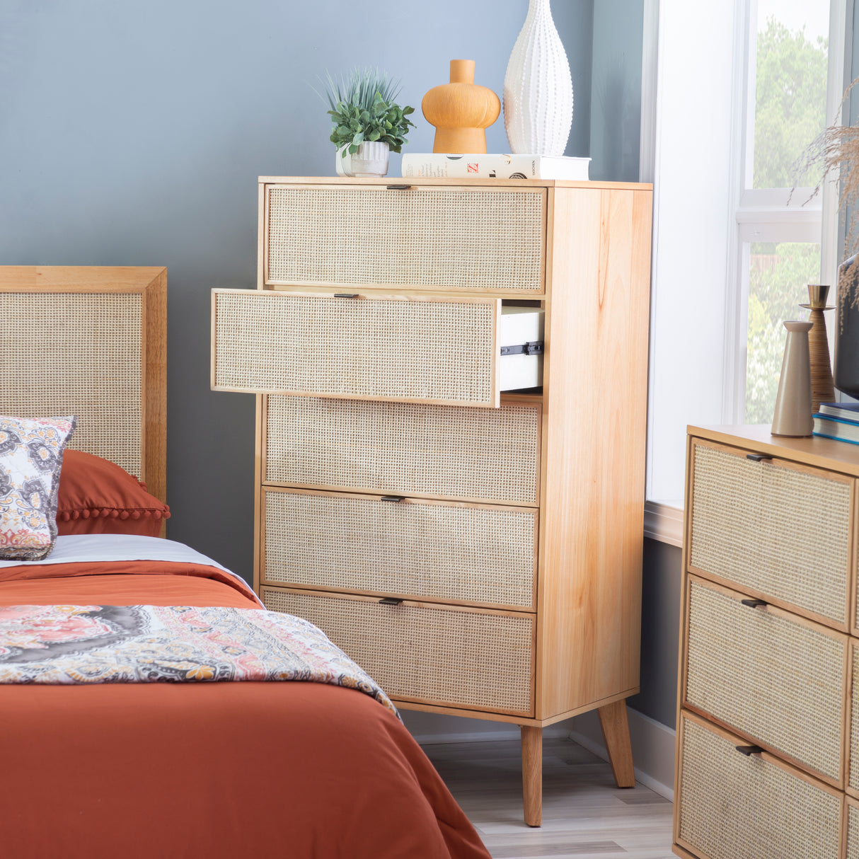 Claudette Cane 5-Drawer Chest