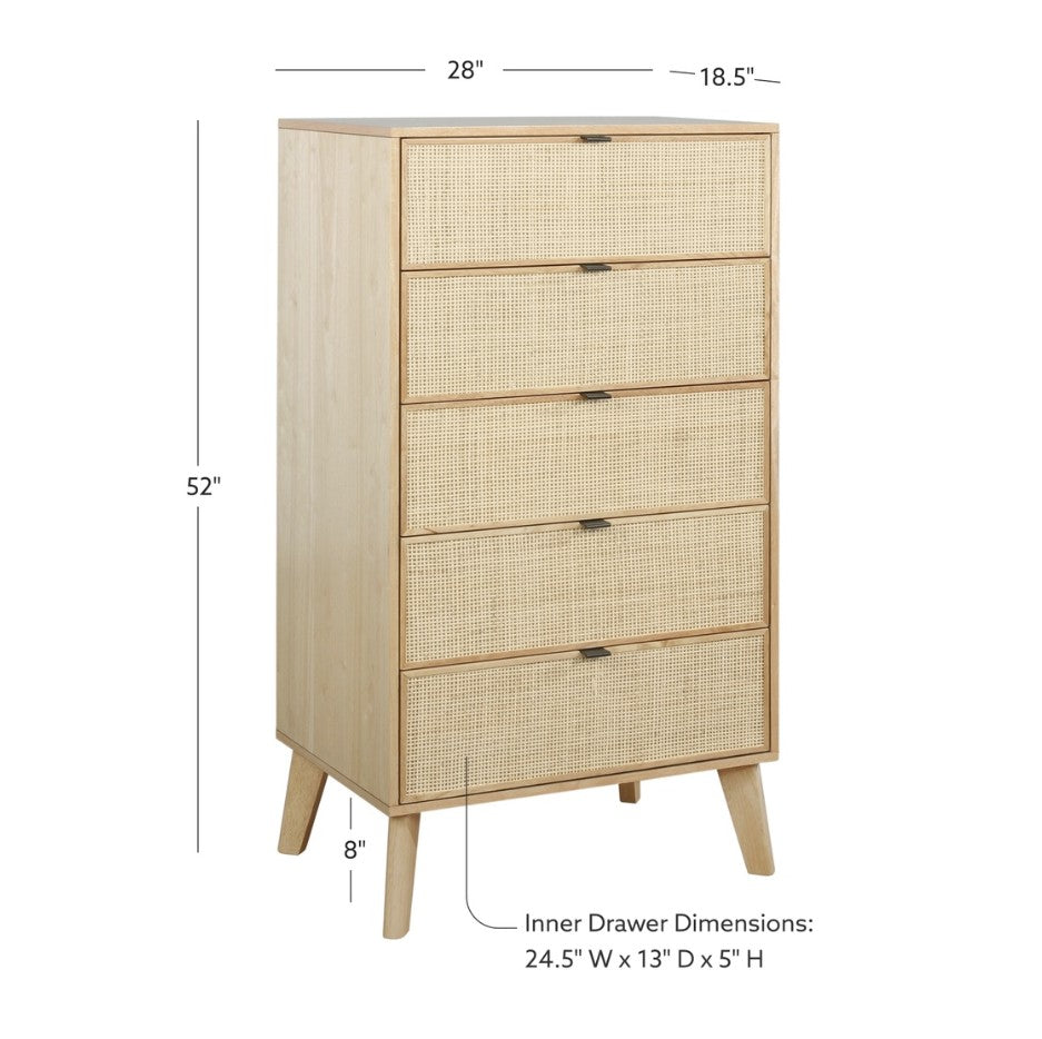 Claudette Cane 5-Drawer Chest