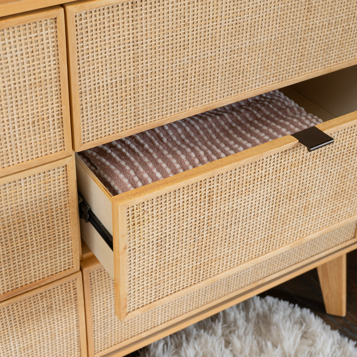 Claudette 6-Drawer Cane Dresser