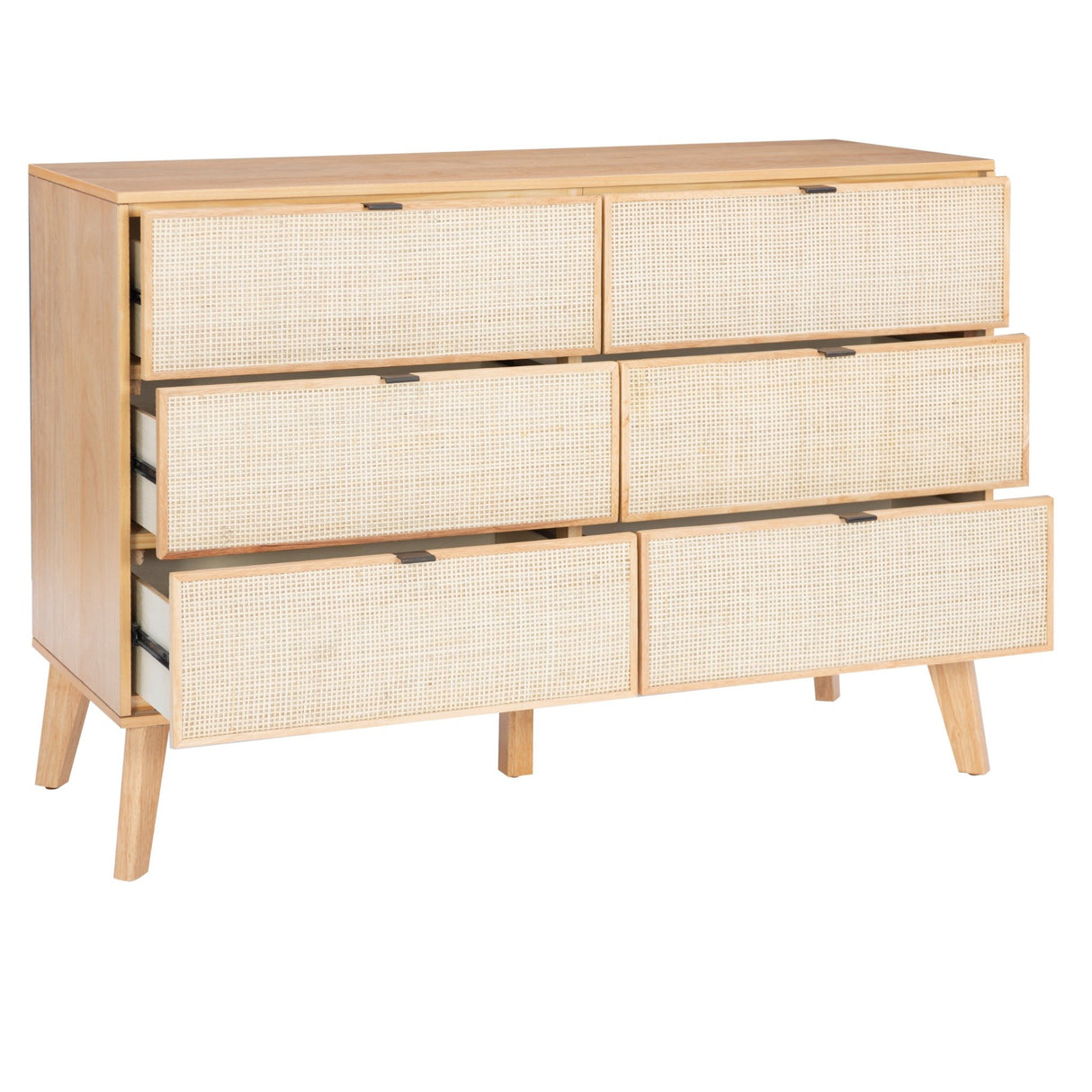 Claudette 6-Drawer Cane Dresser