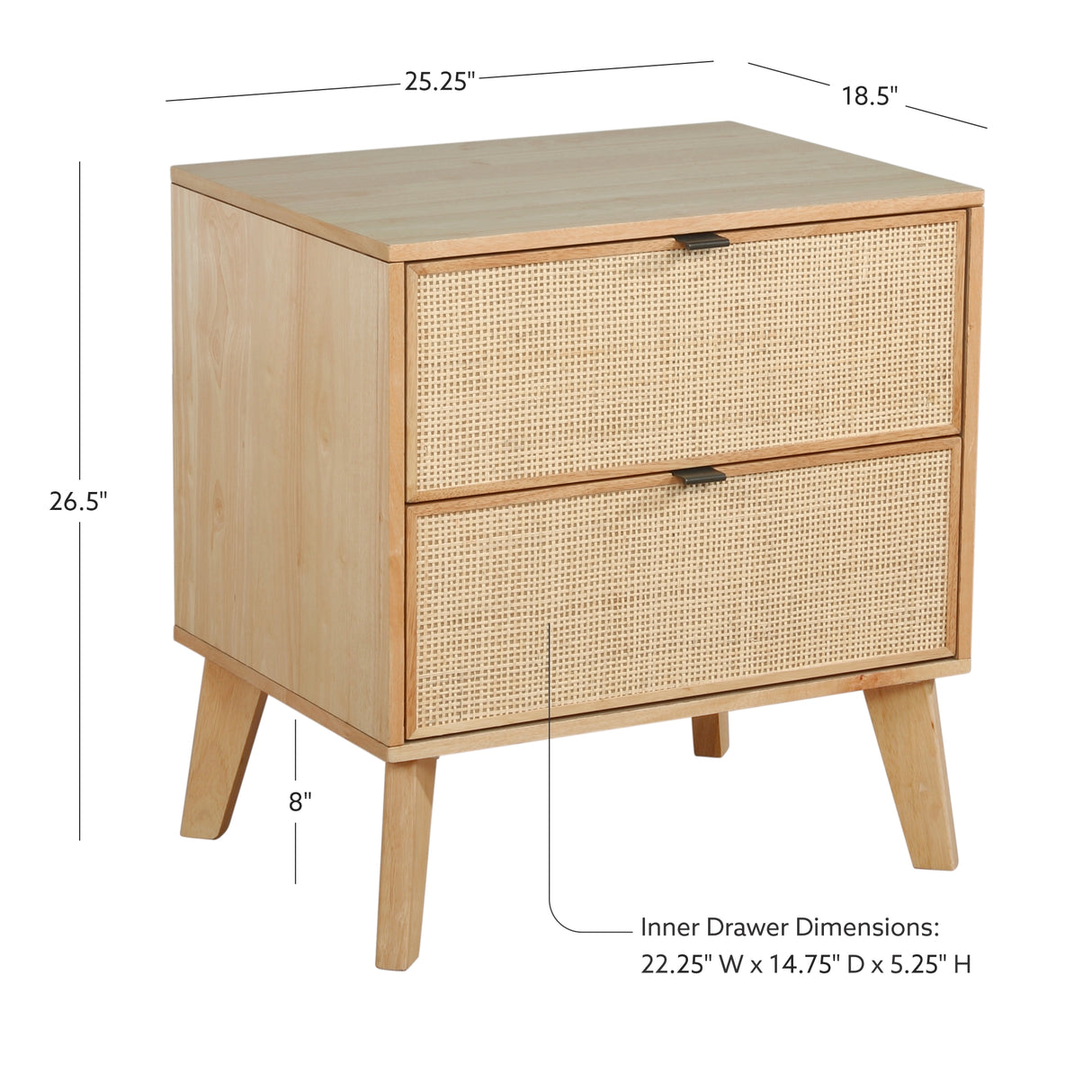 Claudette 2 Drawer Nightstand