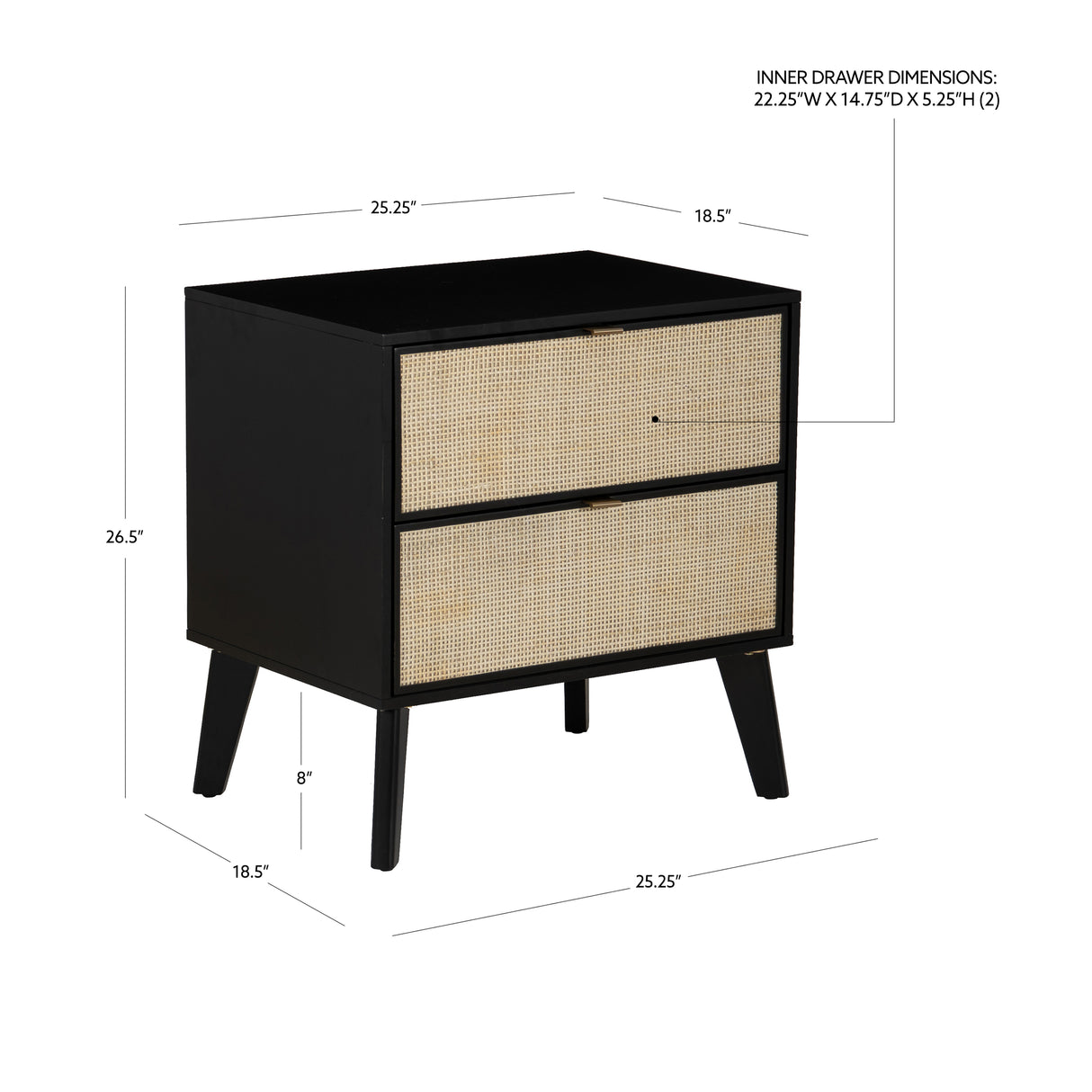 Claudette 2 Drawer Nightstand