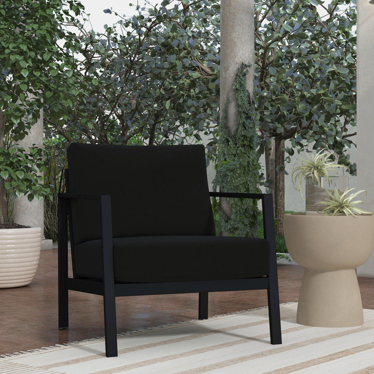 Alora Outdoor Aluminum Black Armchair