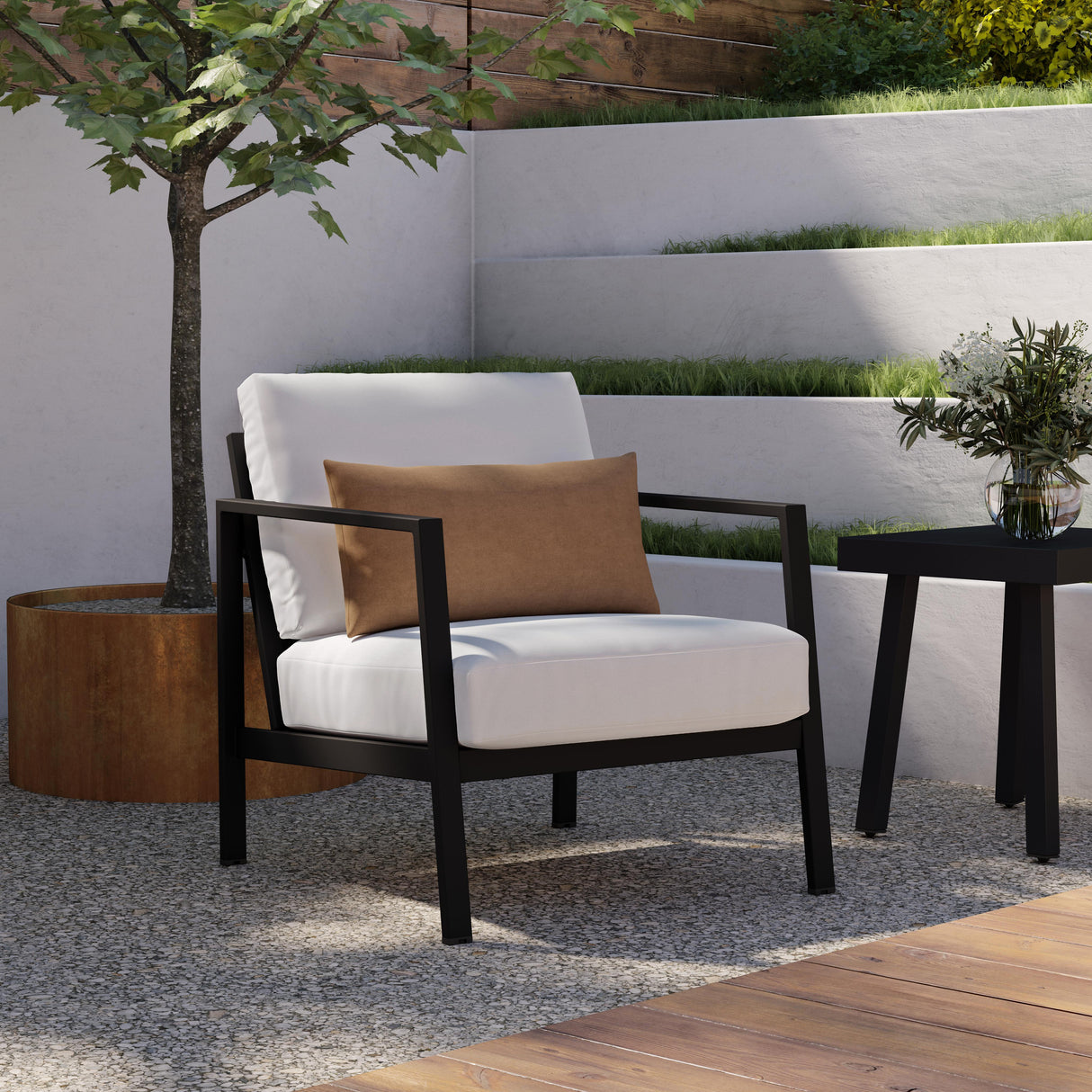 Alora Outdoor Aluminum Black Armchair
