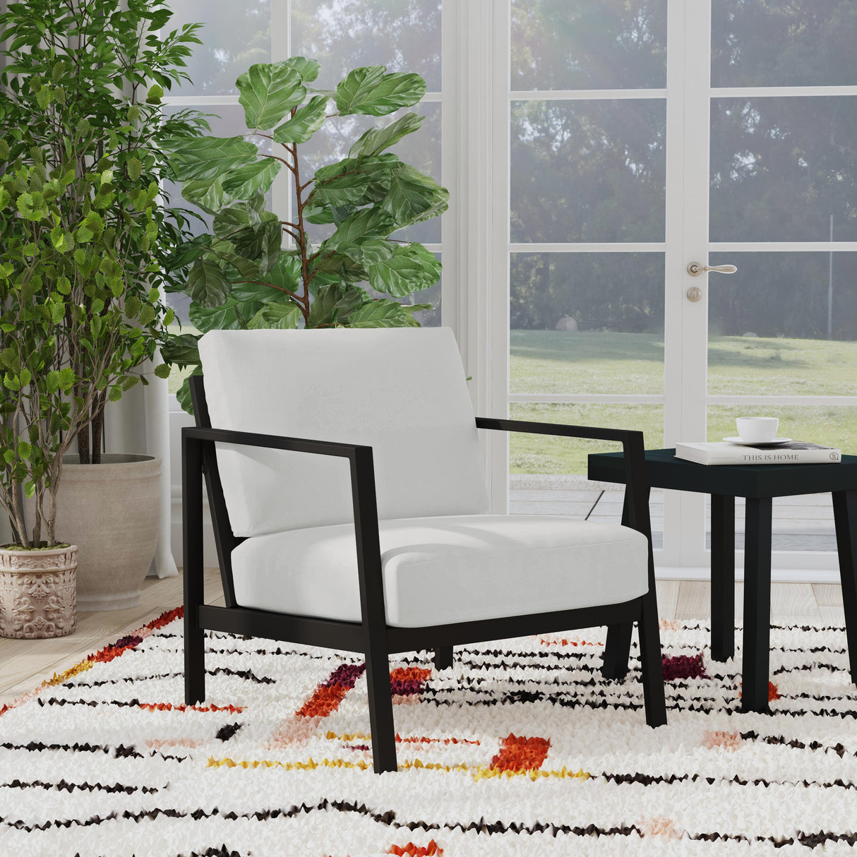 Alora Outdoor Aluminum Black Armchair