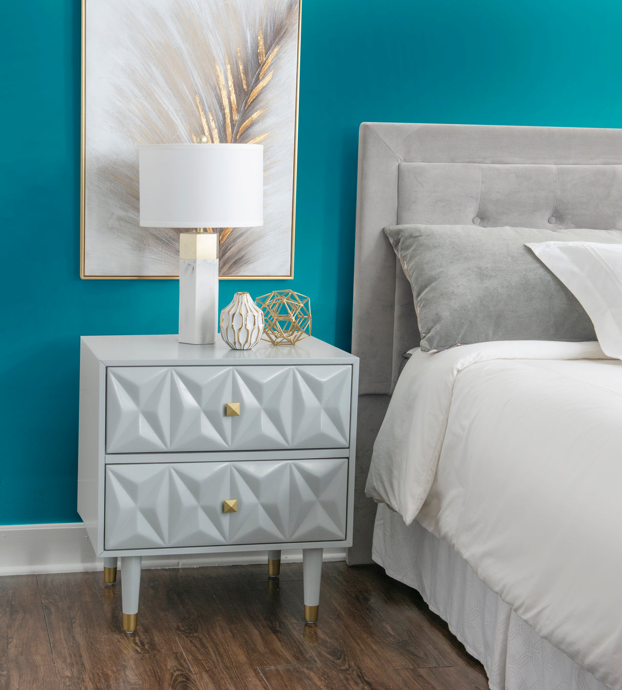 Geo 2-Drawer Texture Nightstand