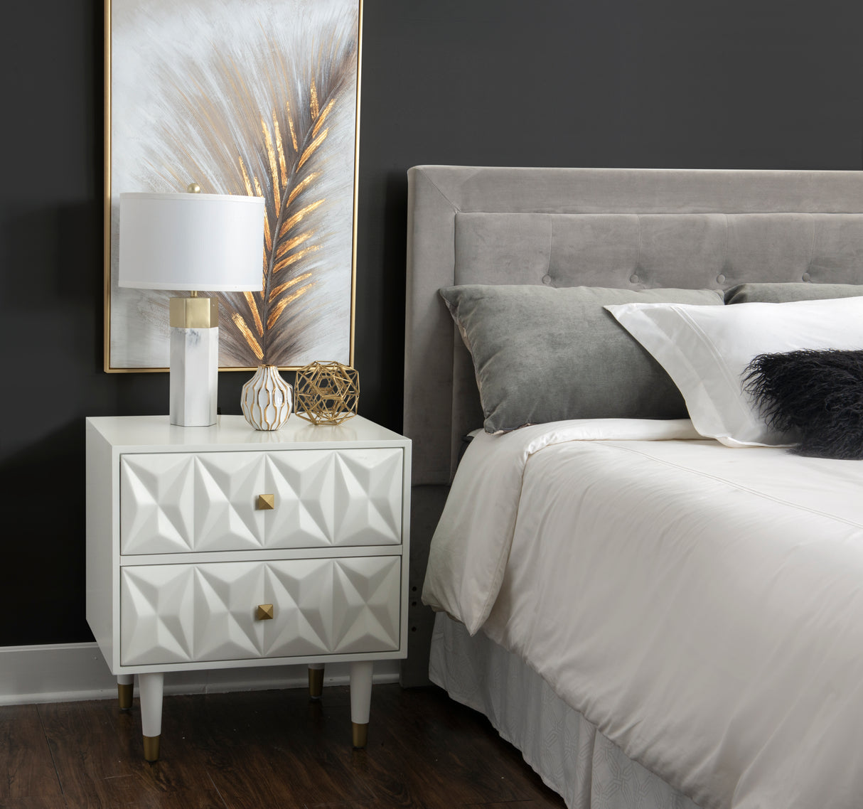 Geo 2-Drawer Texture Nightstand