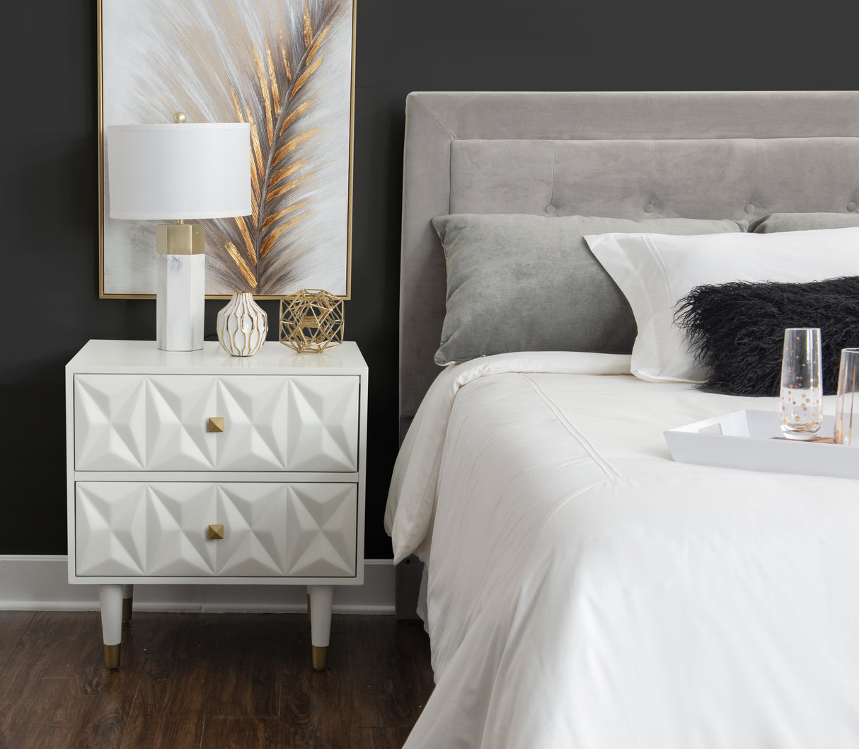 Geo 2-Drawer Texture Nightstand