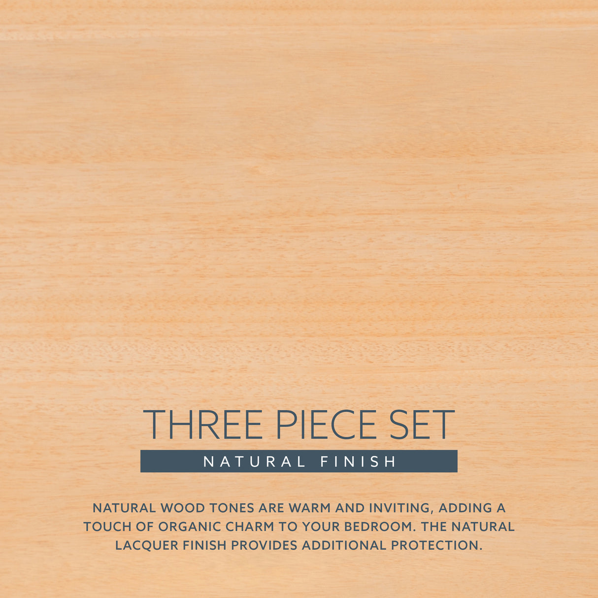 Hudson Mid Century 3PC Bedroom Set Natural Queen