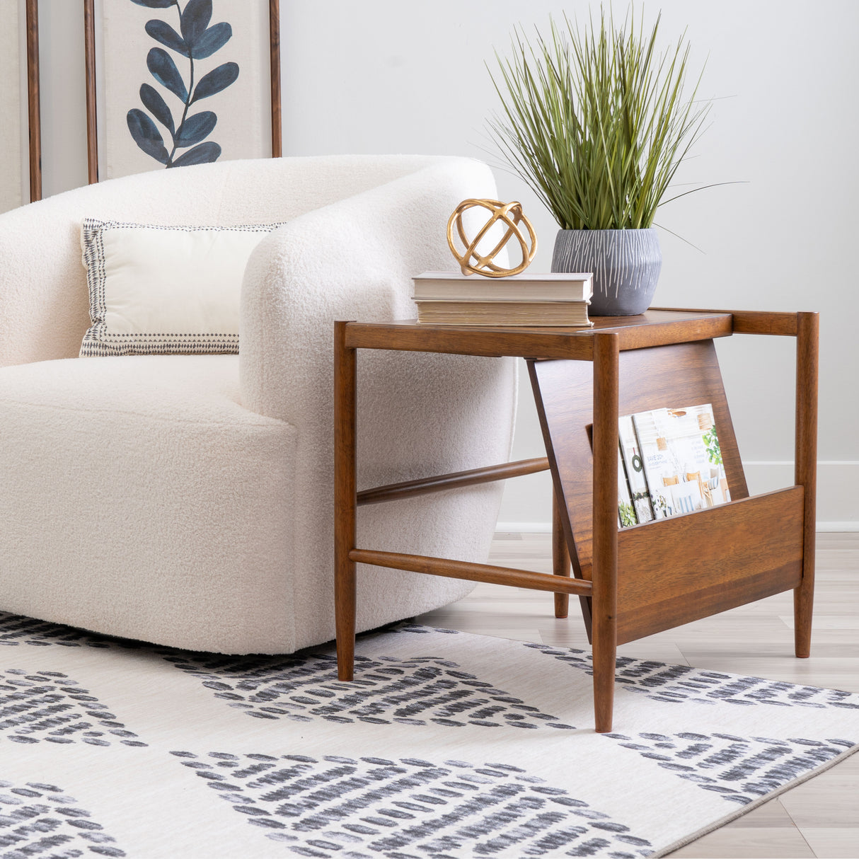 Flay Walnut Magazine Rack